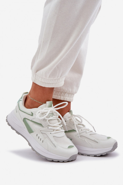 Tênis esportivos modelo feminino Big Star NN274A095 HI-POLY SYSTEM nas cores branca e verde Tênis esportivos modelo feminino Big Star NN274A095 HI-POLY SYSTEM nas cores branca e verde