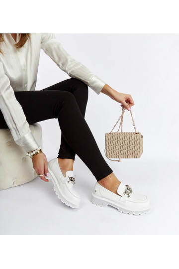 Mocassim de couro branco GOE LL2N4038 2